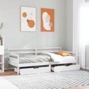 vidaXL Dagbädd med lådor vit 90x200 cm massiv furu