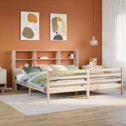 vidaXL Säng med bokhylla utan madrass 200x200cm massiv furu