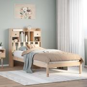 vidaXL Säng med bokhylla utan madrass 90x200cm massiv furu