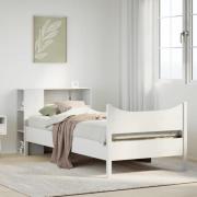 vidaXL Sängram utan madrass vit 100x200 cm massiv furu