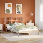 vidaXL Säng med bokhylla utan madrass 140x190cm massiv furu