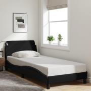 vidaXL Sängram med huvudgavel utan madrass svart 80x200 cm tyg