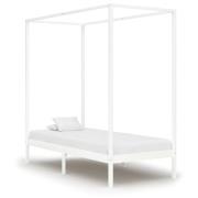 vidaXL Sänghimmel utan madrass vit massivt trä 90x200 cm