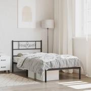 vidaXL Sängram med huvudgavel metall svart 75x190 cm
