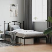 vidaXL Sängram med huvudgavel metall svart 107x203 cm