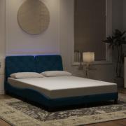vidaXL Bed Frame with LED without Mattress Blue 120x200 cm Velvet