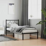 vidaXL Sängram med huvudgavel metall svart 75x190 cm