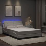 vidaXL Sängram med LED-belysning vit 140x190 cm konstläder