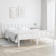 vidaXL Sängram vit massivt trä 150x200 cm
