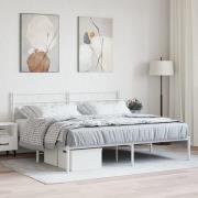 vidaXL Sängram med huvudgavel metall vit 180x200 cm
