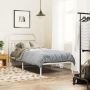 vidaXL Sängram med huvudgavel metall vit 90x200 cm