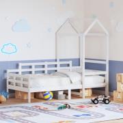 vidaXL Dagbädd med tak vit 90x200 cm massiv furu