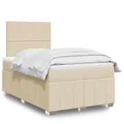 vidaXL Ramsäng med madrass gräddvit 120x200 cm tyg