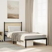 vidaXL Sängram utan madrass metall sonoma-ek 90x200 cm