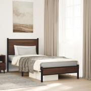 vidaXL Sängram utan madrass metall brun ek 90x200 cm