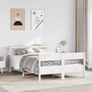vidaXL Sängram utan madrass vit 140x200 cm massiv furu