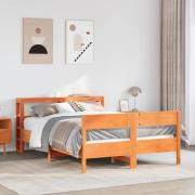 vidaXL Sängram utan madrass vaxbrun 120x200 cm massiv furu