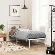 vidaXL Sängram utan madrass med huvudgavel metall vit 75x190 cm
