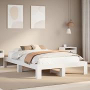 vidaXL Sängram utan madrass vit 135x190 cm massiv furu