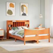 vidaXL Sängram utan madrass vaxbrun 140x190 cm massiv furu