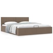 vidaXL Sängram hydraulisk förvaring utan madrass taupe 180x200 cm