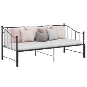 vidaXL Utdragbar sängram bäddsoffa svart metall 90x200 cm