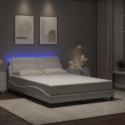 vidaXL Bed Frame with LED without Mattress "Zadar" White 140x200 cm
