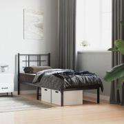vidaXL Sängram med huvudgavel metall svart 80x200 cm