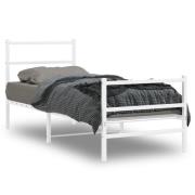 vidaXL Sängram med huvudgavel och fotgavel vit metall 75x190 cm