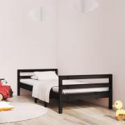 vidaXL Sängram svart 90x200 cm massiv furu