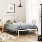 vidaXL Sängram med huvudgavel metall vit 100x190 cm