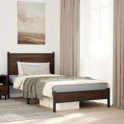 vidaXL Sängram utan madrass metall brun ek 100x190 cm