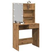 vidaXL Sminkbord med LED Artisan Ek 74,5x40x141 cm