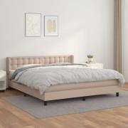 vidaXL Ramsäng med bäddmadrass cappuccino 160x200 cm konstläder