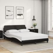 vidaXL Sängram med huvudgavel svart och vit 120x200 cm konstläder