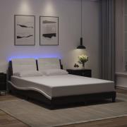 vidaXL Bed Frame with LED without Mattress "Zadar" Black and White 120...