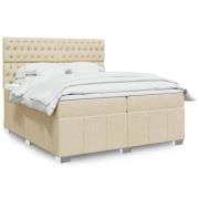 vidaXL Ramsäng med madrass gräddvit 200x200 cm tyg