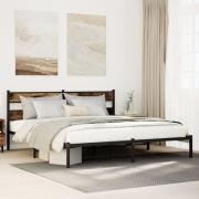 vidaXL Sängram utan madrass metall rökfärgad ek 180x200 cm
