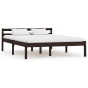 vidaXL Sängram utan madrass mörkbrun massiv furu 140x200 cm