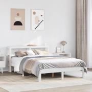 vidaXL Sängram med huvudgavel utan madrass vit 140x200 cm