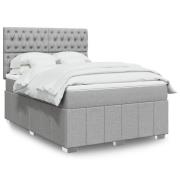 vidaXL Ramsäng med madrass ljusgrå 140x190 cm tyg