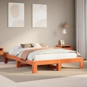 vidaXL Sängram utan madrass vaxbrun 150x200 cm massiv furu