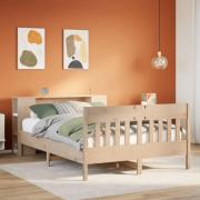 vidaXL Säng med bokhylla utan madrass 150x200cm massiv furu