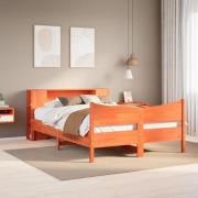 vidaXL Sängram utan madrass vaxbrun 135x190 cm massiv furu