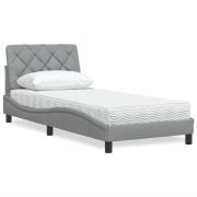 vidaXL Bed with Mattress Light Grey 90x200 cm Fabric