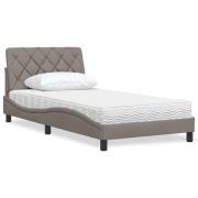 vidaXL Säng med madrass taupe 100x200 cm tyg