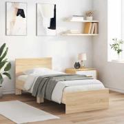 vidaXL Sängram utan madrass med huvudgavel sonoma-ek 90x190 cm