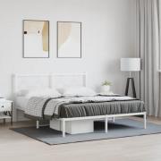 vidaXL Sängram med huvudgavel metall vit 150x200 cm