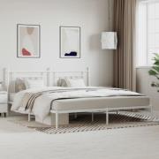 vidaXL Sängram med huvudgavel metall vit 200x200 cm