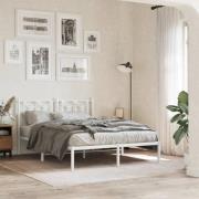vidaXL Sängram med huvudgavel metall vit 140x200 cm